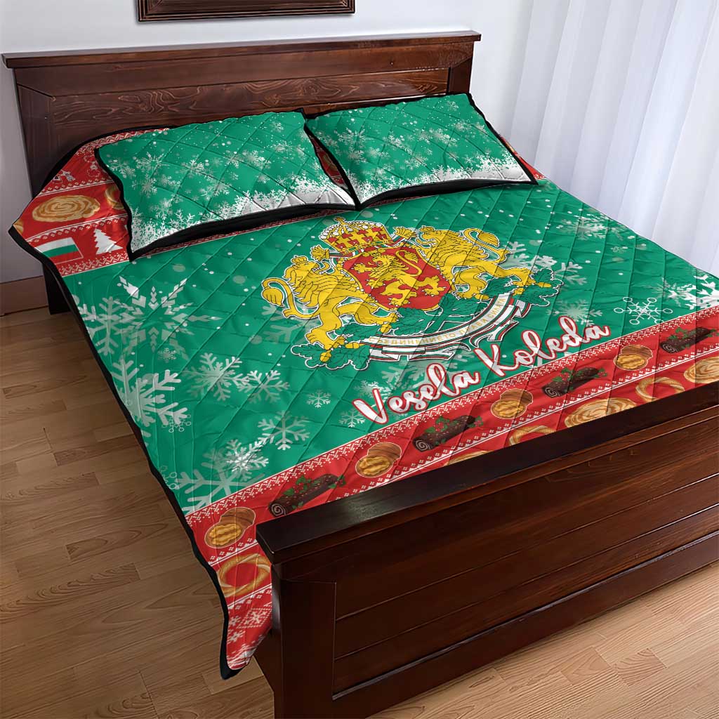 Bulgaria Christmas Quilt Bed Set Coat Of Arms Vesela Koleda - Wonder Print Shop