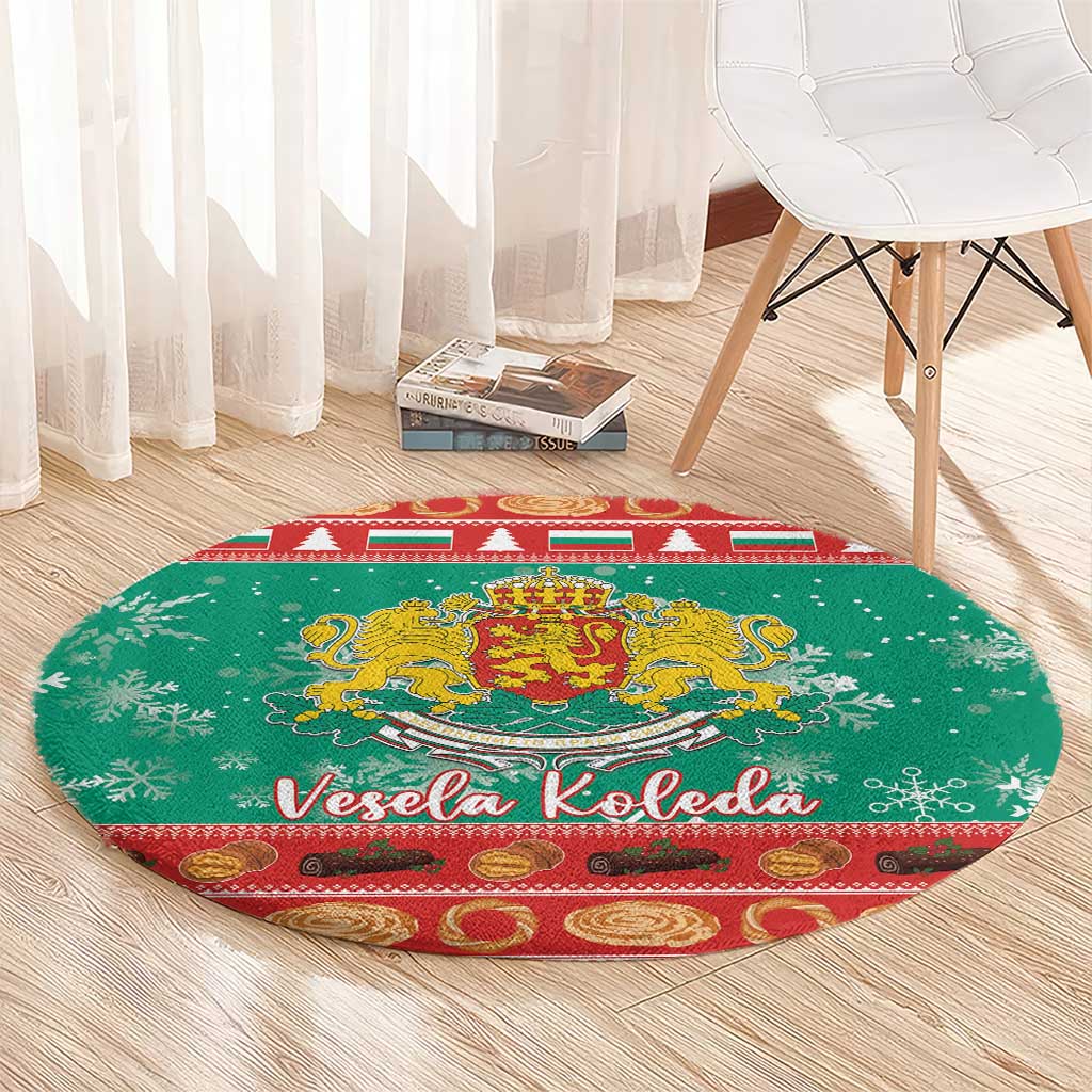 Bulgaria Christmas Round Carpet Coat Of Arms Vesela Koleda