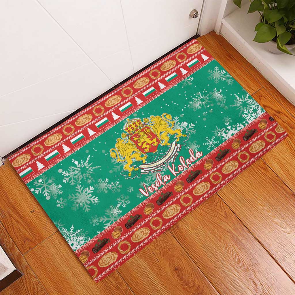 Bulgaria Christmas Rubber Doormat Coat Of Arms Vesela Koleda - Wonder Print Shop