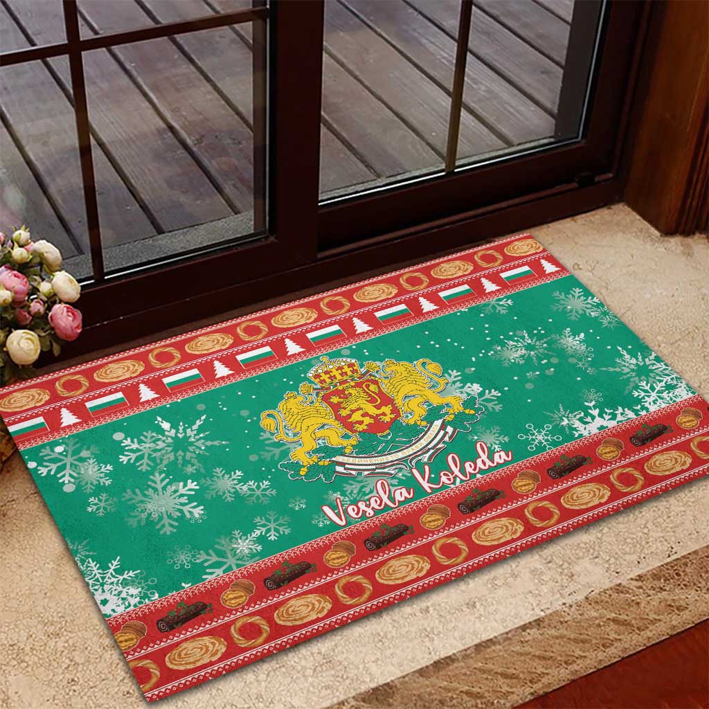 Bulgaria Christmas Rubber Doormat Coat Of Arms Vesela Koleda - Wonder Print Shop