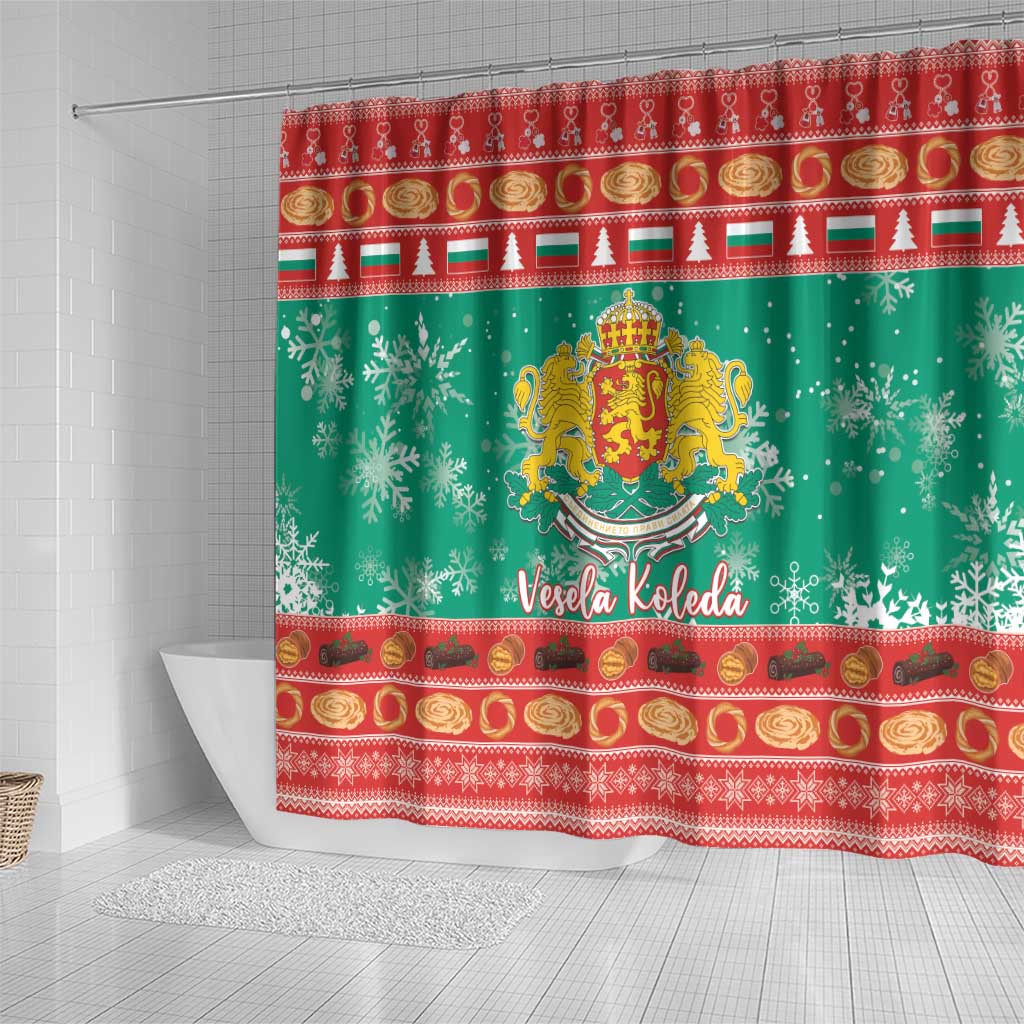 Bulgaria Christmas Shower Curtain Coat Of Arms Vesela Koleda