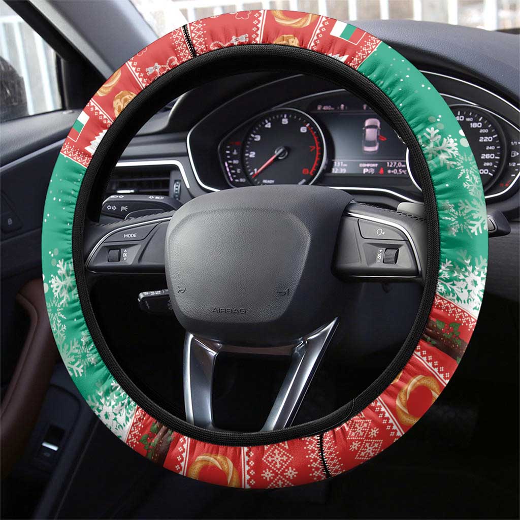 Bulgaria Christmas Steering Wheel Cover Coat Of Arms Vesela Koleda - Wonder Print Shop
