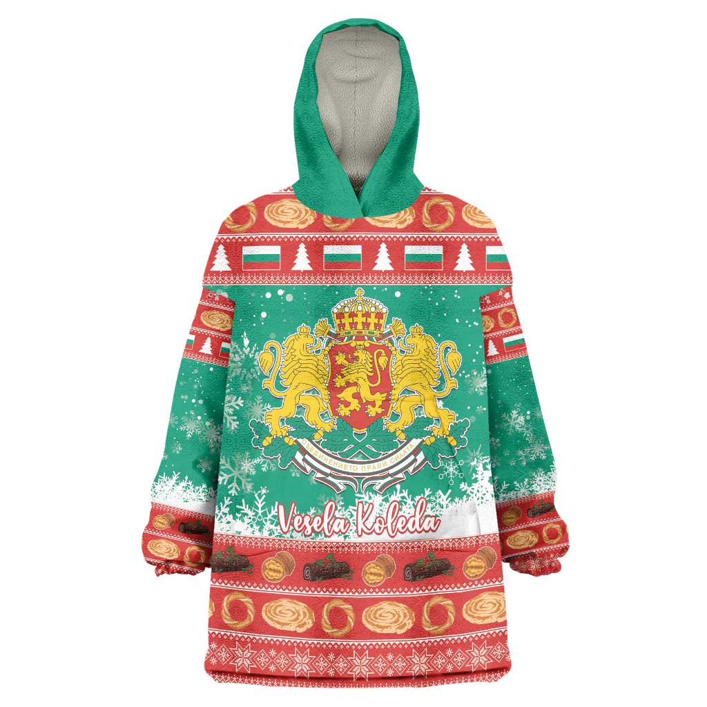 Bulgaria Christmas Wearable Blanket Hoodie Coat Of Arms Vesela Koleda - Wonder Print Shop
