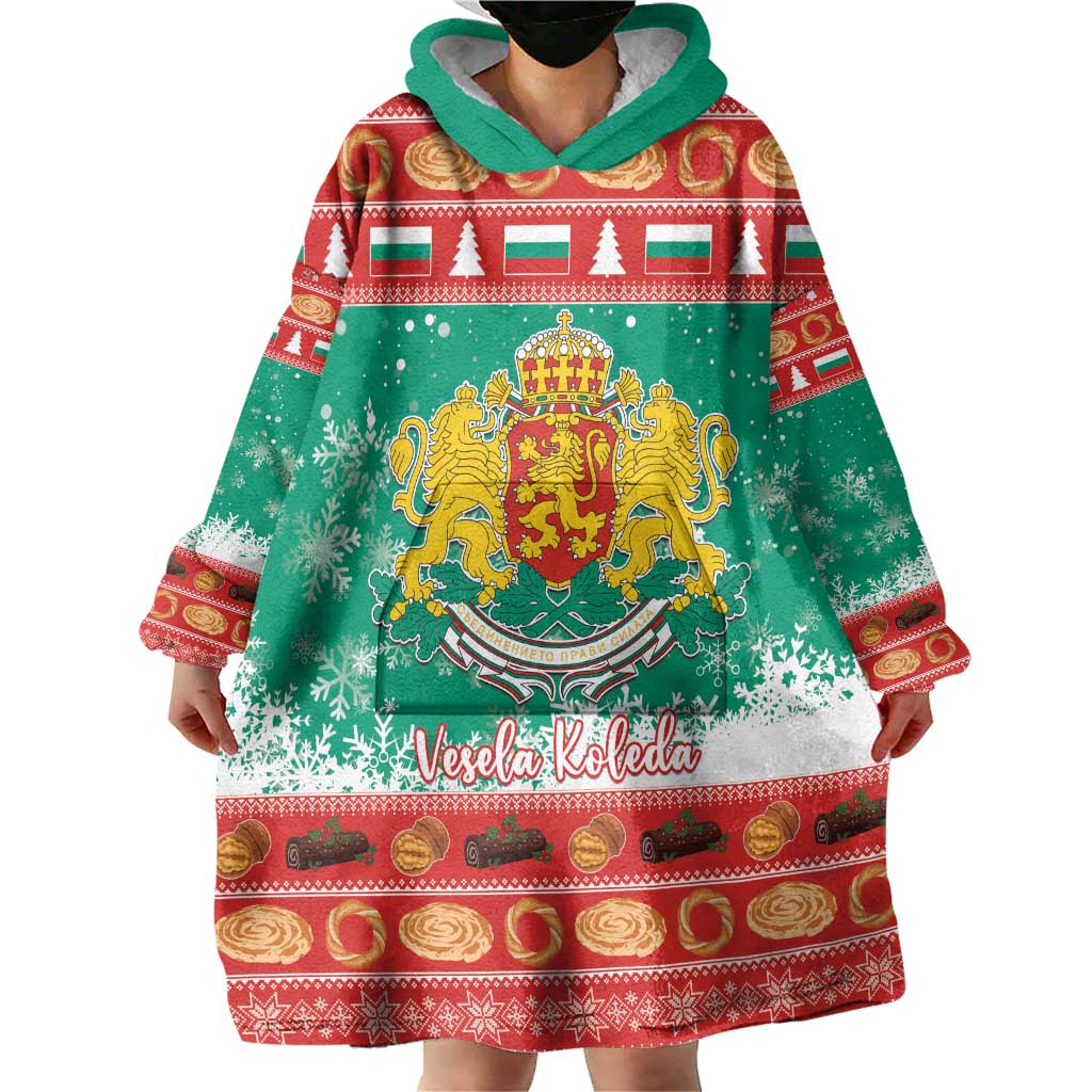 Bulgaria Christmas Wearable Blanket Hoodie Coat Of Arms Vesela Koleda - Wonder Print Shop