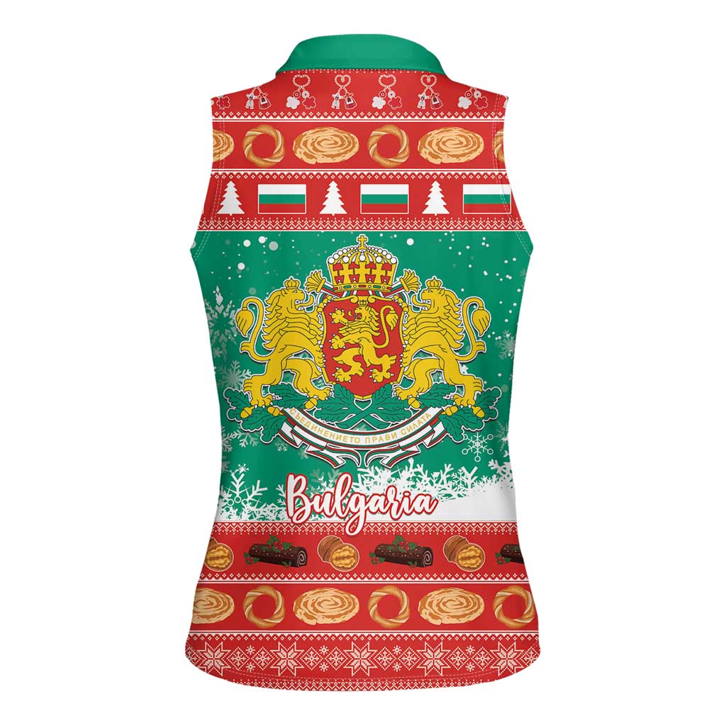 Bulgaria Christmas Women Sleeveless Polo Shirt Coat Of Arms Vesela Koleda - Wonder Print Shop