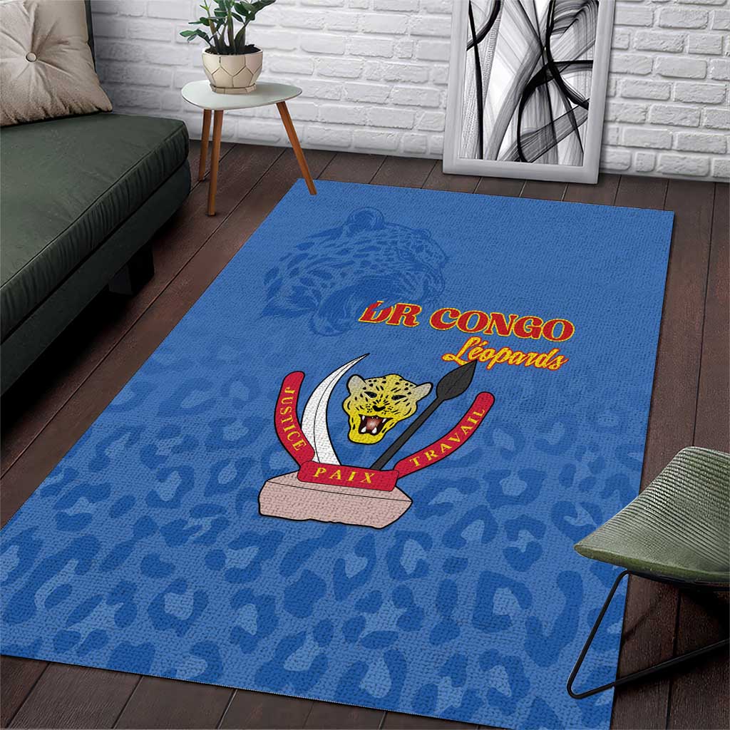 DR Congo Football Area Rug Go Champions Leopards - Blue - Wonder Print Shop