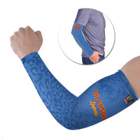 Custom DR Congo Football Arm Sleeves Go Champions Leopards - Blue - Wonder Print Shop