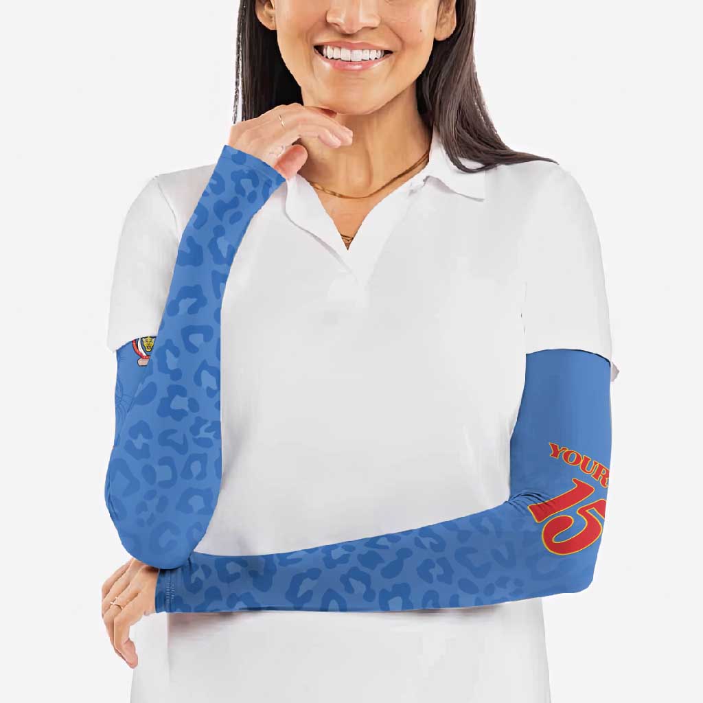 Custom DR Congo Football Arm Sleeves Go Champions Leopards - Blue - Wonder Print Shop