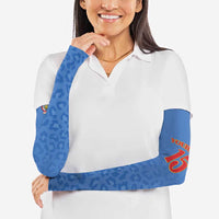 Custom DR Congo Football Arm Sleeves Go Champions Leopards - Blue - Wonder Print Shop