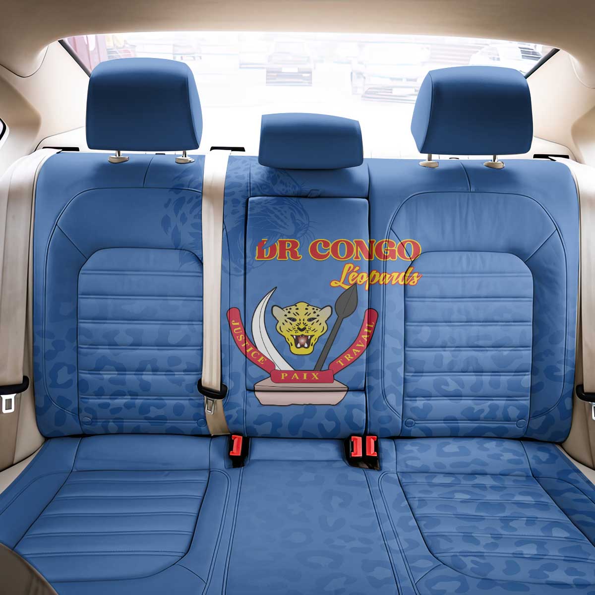 DR Congo Football Back Car Seat Cover Go Champions Leopards - Blue - Wonder Print Shop