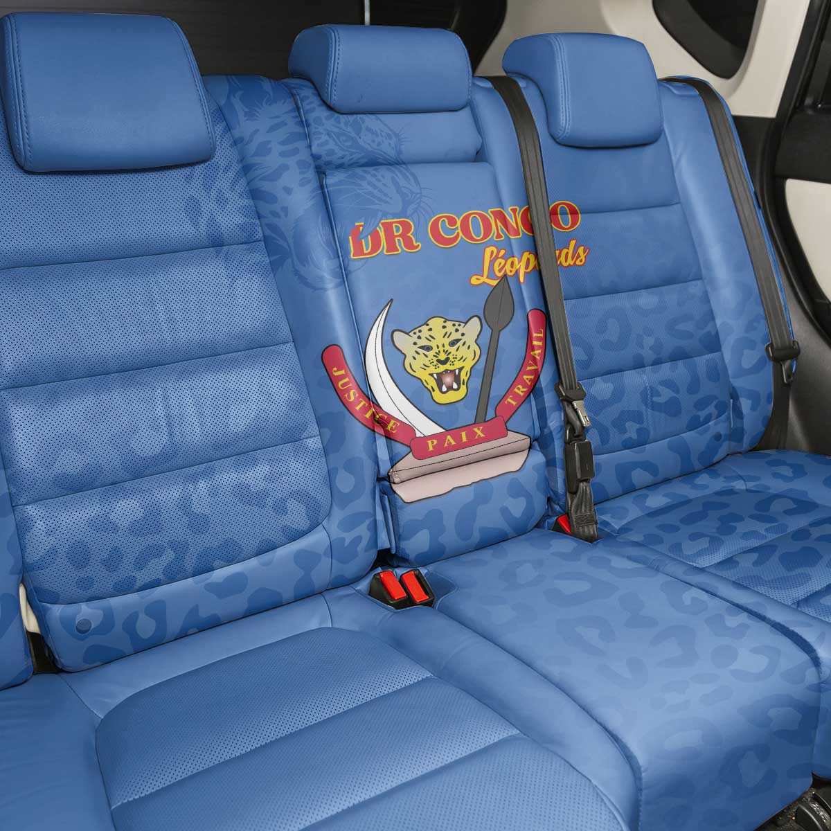 DR Congo Football Back Car Seat Cover Go Champions Leopards - Blue - Wonder Print Shop