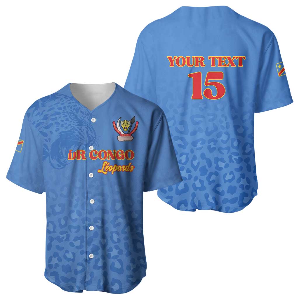 Custom DR Congo Football Baseball Jersey Go Champions Leopards - Blue - Wonder Print Shop