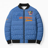 Custom DR Congo Football Bomber Puffer Jacket Go Champions Leopards - Blue - Wonder Print Shop