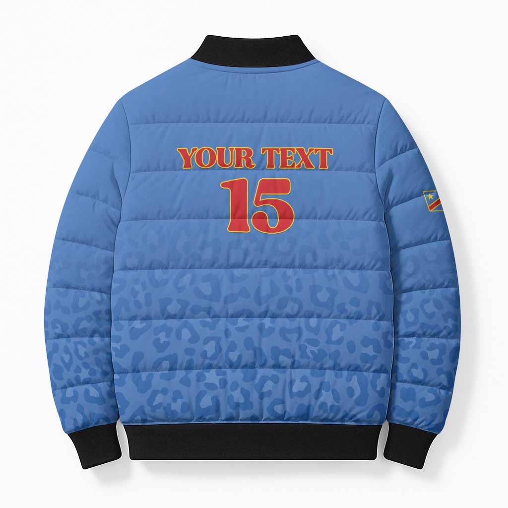 Custom DR Congo Football Bomber Puffer Jacket Go Champions Leopards - Blue - Wonder Print Shop