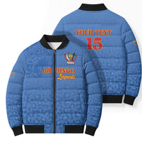 Custom DR Congo Football Bomber Puffer Jacket Go Champions Leopards - Blue - Wonder Print Shop