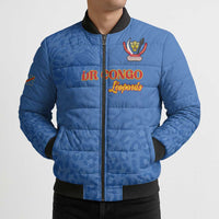 Custom DR Congo Football Bomber Puffer Jacket Go Champions Leopards - Blue - Wonder Print Shop