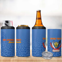 Custom DR Congo Football 4 in 1 Can Cooler Tumbler Go Champions Leopards - Blue - Wonder Print Shop