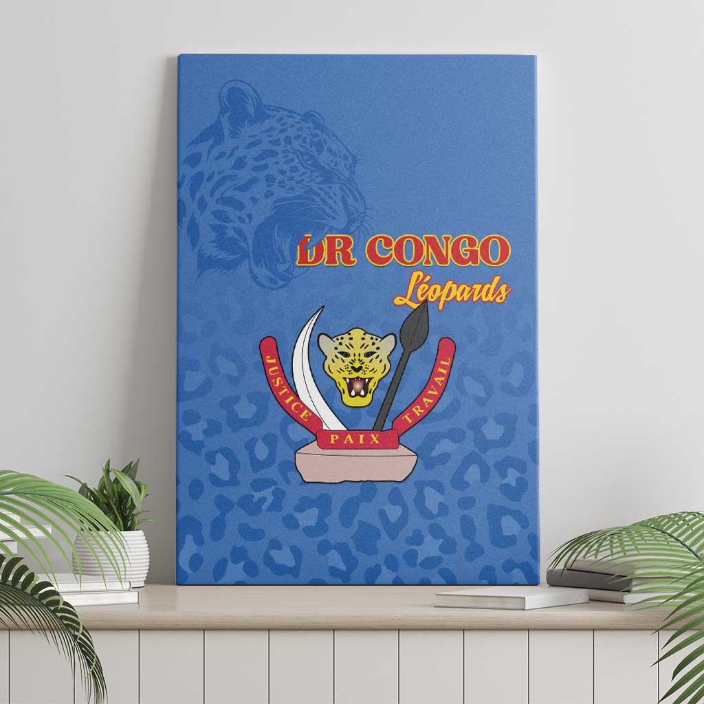 DR Congo Football Canvas Wall Art Go Champions Leopards - Blue - Wonder Print Shop