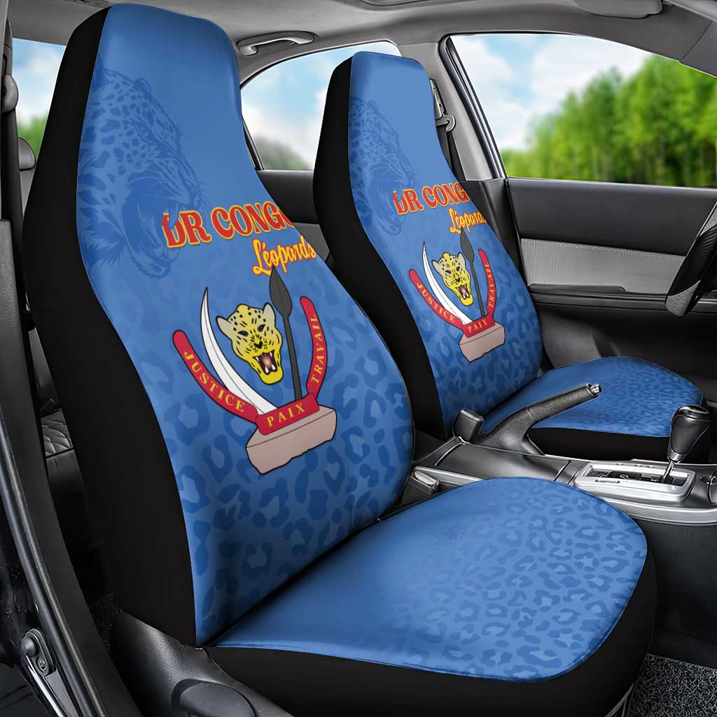 DR Congo Football Car Seat Cover Go Champions Leopards - Blue - Wonder Print Shop