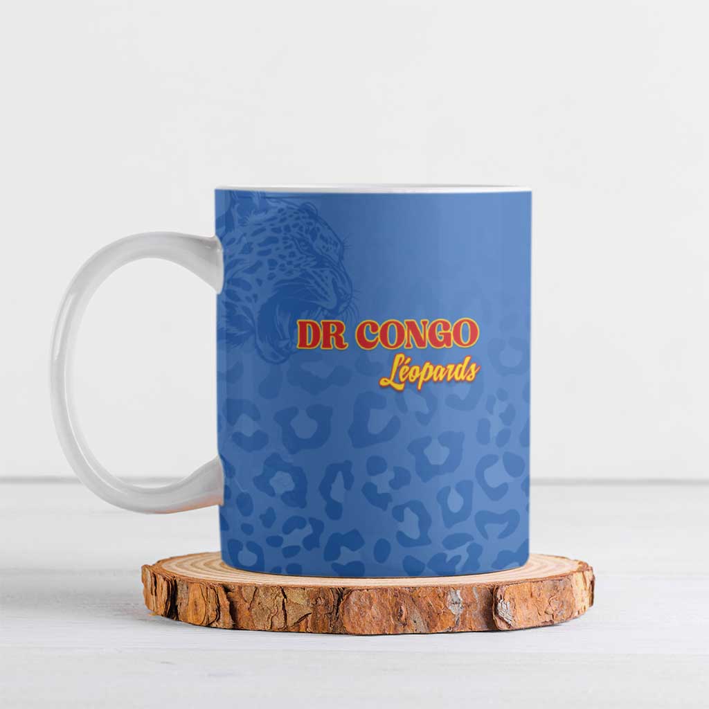 Custom DR Congo Football Ceramic Mug Go Champions Leopards - Blue - Wonder Print Shop