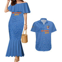 Custom DR Congo Football Couples Matching Mermaid Dress and Hawaiian Shirt Go Champions Leopards - Blue - Wonder Print Shop