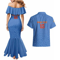 Custom DR Congo Football Couples Matching Mermaid Dress and Hawaiian Shirt Go Champions Leopards - Blue - Wonder Print Shop