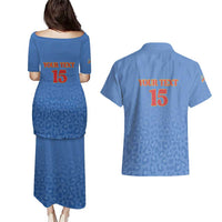 Custom DR Congo Football Couples Matching Puletasi and Hawaiian Shirt Go Champions Leopards - Blue - Wonder Print Shop