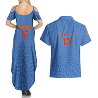 Custom DR Congo Football Couples Matching Summer Maxi Dress and Hawaiian Shirt Go Champions Leopards - Blue - Wonder Print Shop