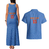 Custom DR Congo Football Couples Matching Tank Maxi Dress and Hawaiian Shirt Go Champions Leopards - Blue - Wonder Print Shop