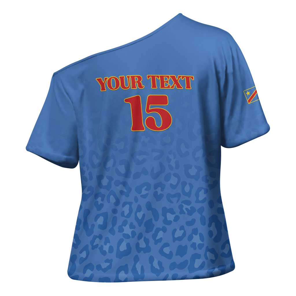 Custom DR Congo Football Cross Shoulder Shirt Go Champions Leopards - Blue - Wonder Print Shop