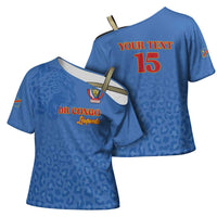 Custom DR Congo Football Cross Shoulder Shirt Go Champions Leopards - Blue - Wonder Print Shop
