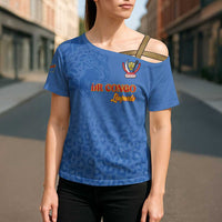 Custom DR Congo Football Cross Shoulder Shirt Go Champions Leopards - Blue - Wonder Print Shop