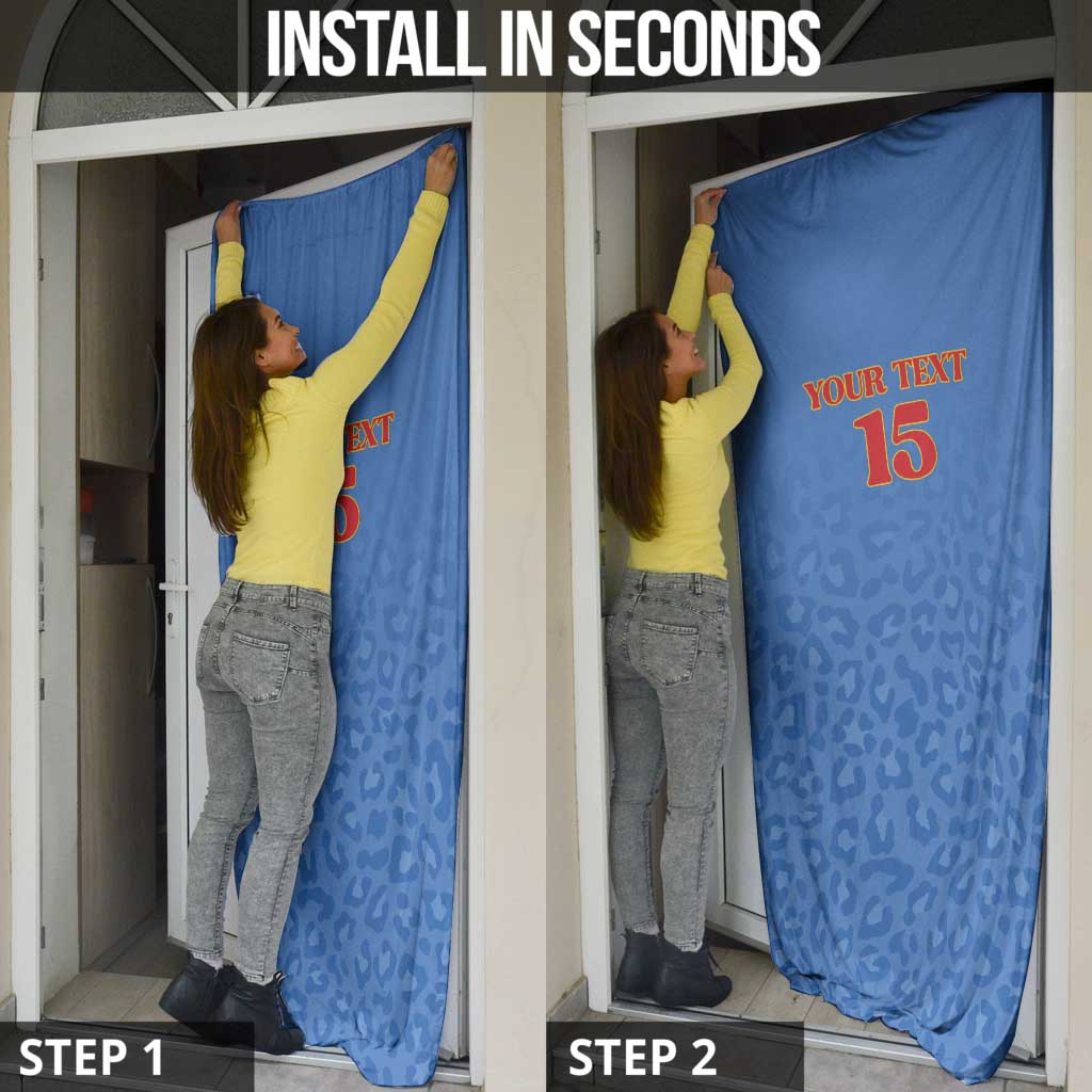 Custom DR Congo Football Door Cover Go Champions Leopards - Blue - Wonder Print Shop