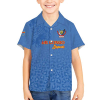 Custom DR Congo Football Family Matching Long Sleeve Bodycon Dress and Hawaiian Shirt Go Champions Leopards - Blue - Wonder Print Shop