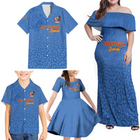 Custom DR Congo Football Family Matching Off Shoulder Maxi Dress and Hawaiian Shirt Go Champions Leopards - Blue - Wonder Print Shop