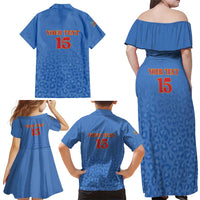 Custom DR Congo Football Family Matching Off Shoulder Maxi Dress and Hawaiian Shirt Go Champions Leopards - Blue - Wonder Print Shop