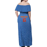 Custom DR Congo Football Family Matching Off Shoulder Maxi Dress and Hawaiian Shirt Go Champions Leopards - Blue - Wonder Print Shop