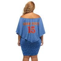 Custom DR Congo Football Family Matching Off Shoulder Short Dress and Hawaiian Shirt Go Champions Leopards - Blue - Wonder Print Shop