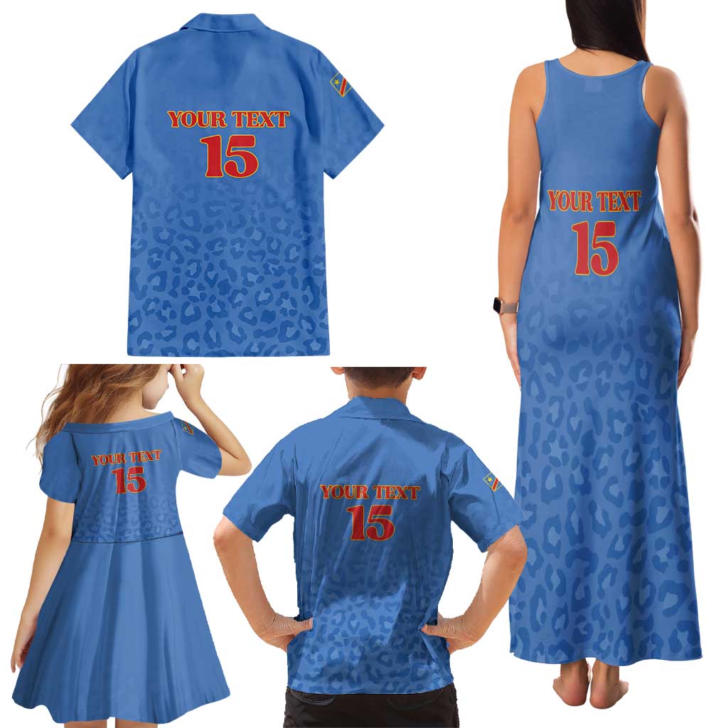 Custom DR Congo Football Family Matching Tank Maxi Dress and Hawaiian Shirt Go Champions Leopards - Blue - Wonder Print Shop