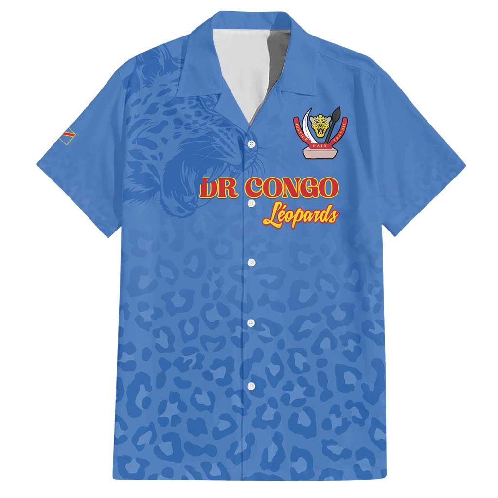 Custom DR Congo Football Hawaiian Shirt Go Champions Leopards - Blue - Wonder Print Shop