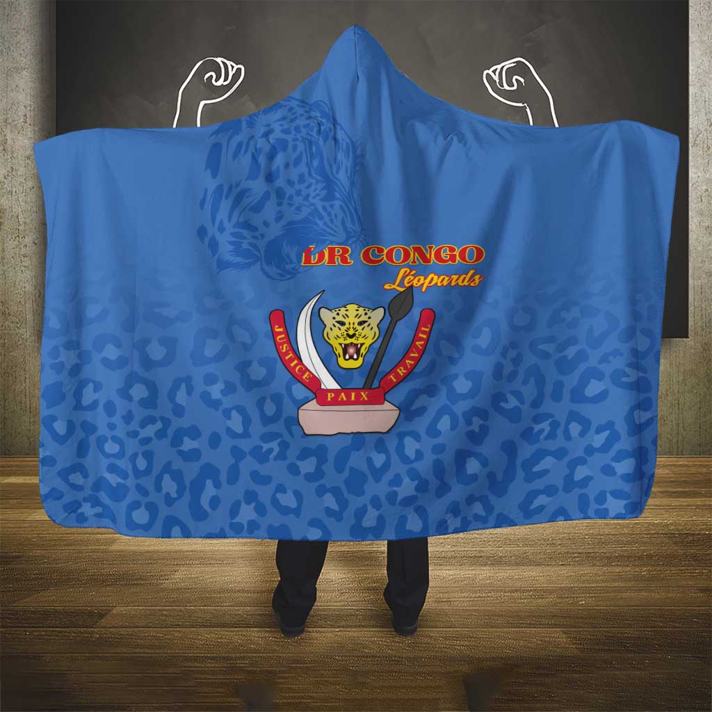 DR Congo Football Hooded Blanket Go Champions Leopards - Blue - Wonder Print Shop