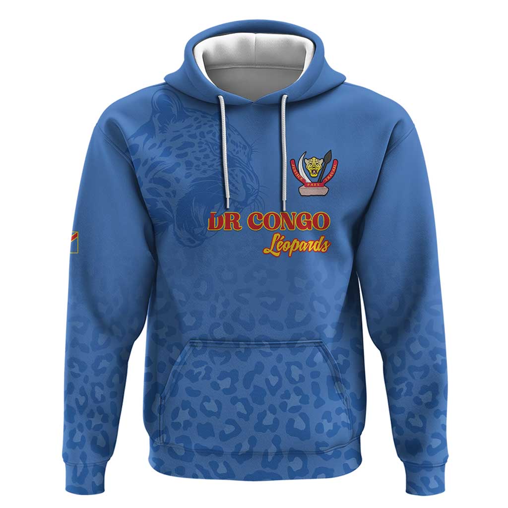 Custom DR Congo Football Hoodie Go Champions Leopards - Blue - Wonder Print Shop