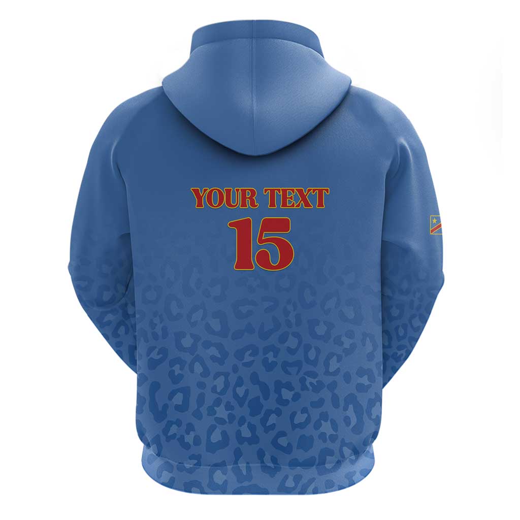 Custom DR Congo Football Hoodie Go Champions Leopards - Blue - Wonder Print Shop