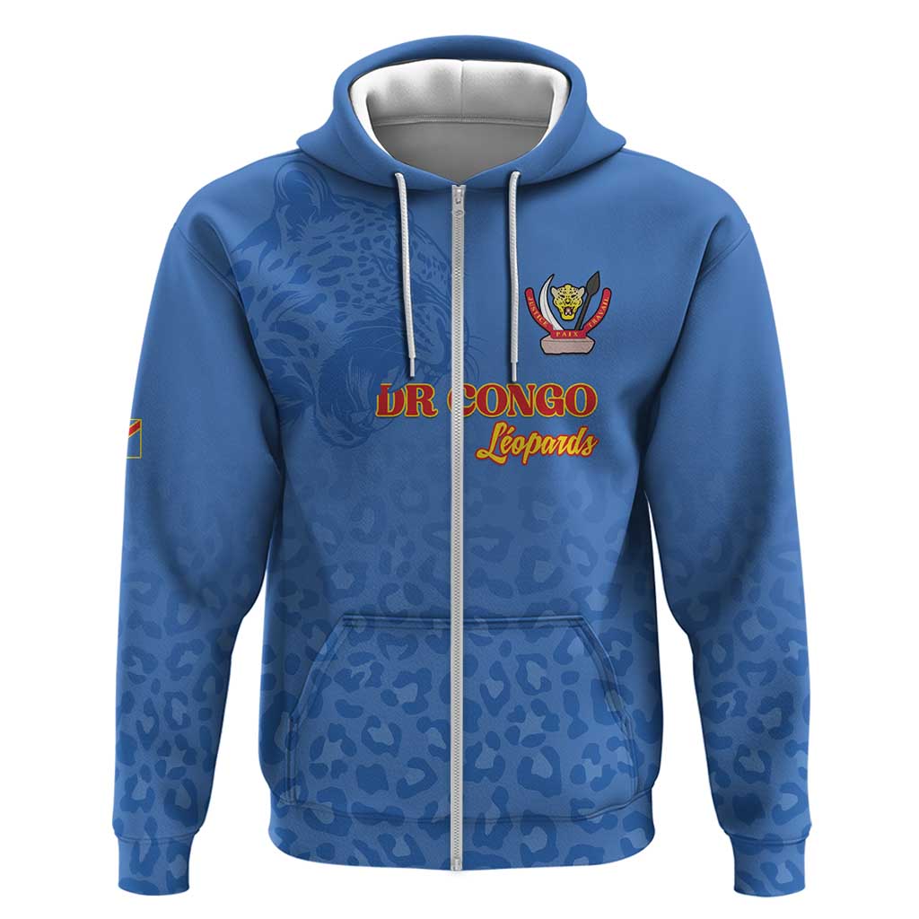 Custom DR Congo Football Hoodie Go Champions Leopards - Blue - Wonder Print Shop