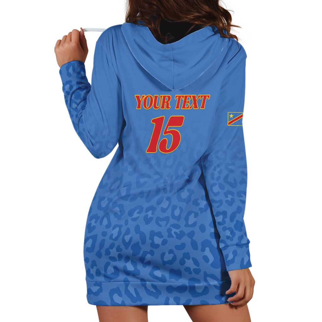 Custom DR Congo Football Hoodie Dress Go Champions Leopards - Blue - Wonder Print Shop