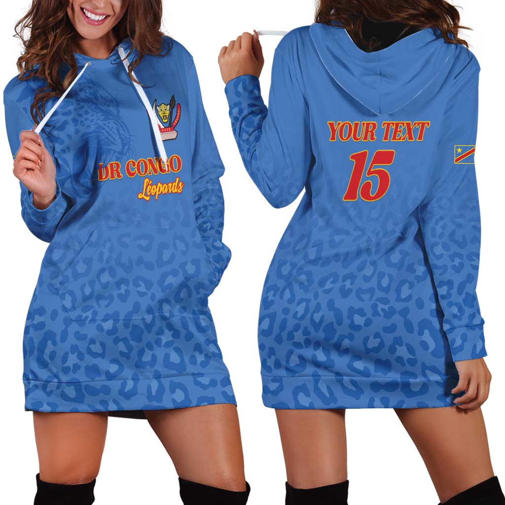Custom DR Congo Football Hoodie Dress Go Champions Leopards - Blue - Wonder Print Shop
