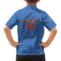 Custom DR Congo Football Kid Hawaiian Shirt Go Champions Leopards - Blue - Wonder Print Shop