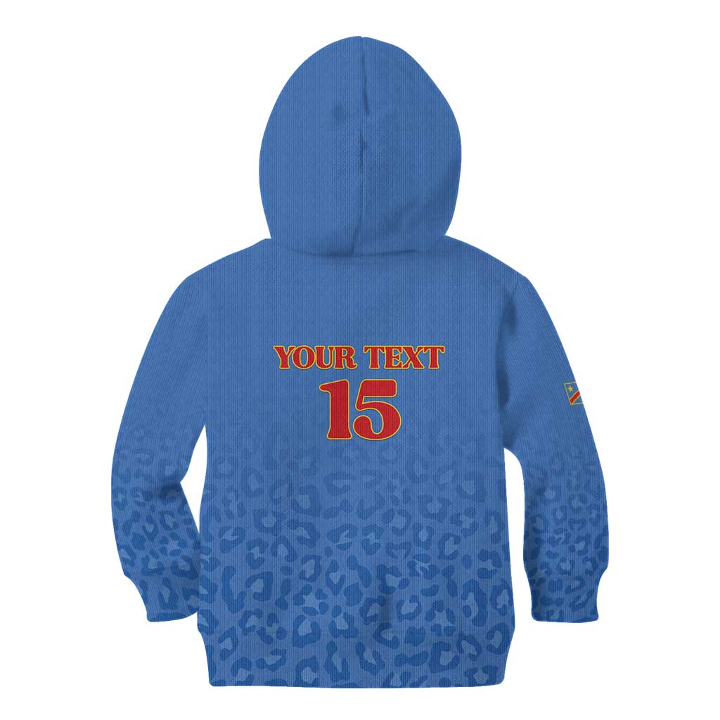 Custom DR Congo Football Kid Hoodie Go Champions Leopards - Blue - Wonder Print Shop