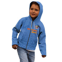 Custom DR Congo Football Kid Hoodie Go Champions Leopards - Blue - Wonder Print Shop