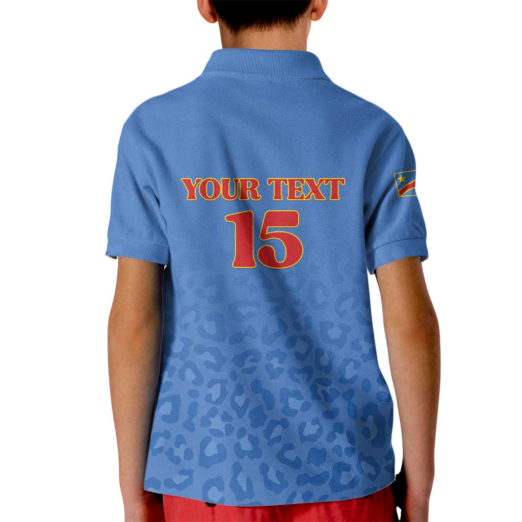 Custom DR Congo Football Kid Polo Shirt Go Champions Leopards - Blue - Wonder Print Shop